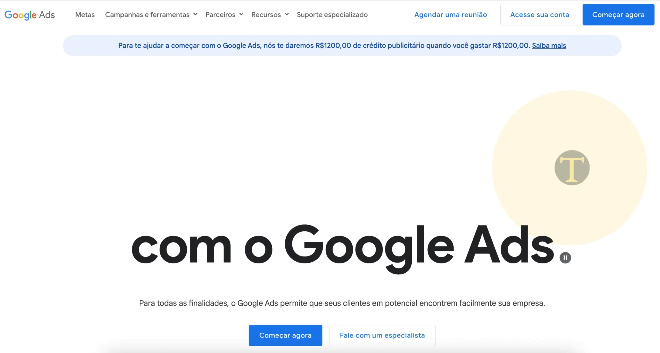 Login no Google Ads