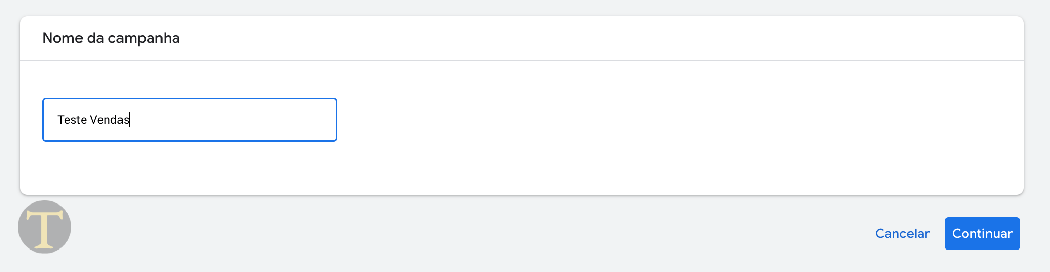 Nome da Campanha no G. Ads