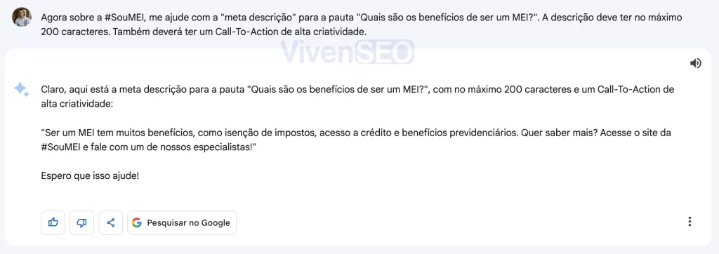 Google Gemini - Gerar Meta Descrição