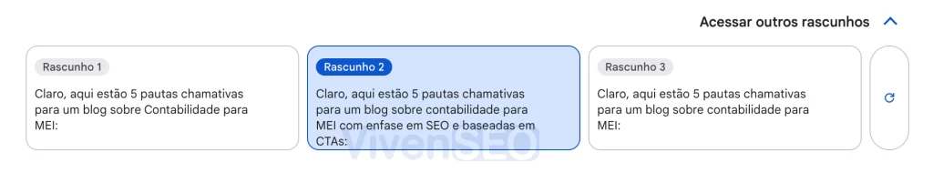 Google Gemini - Lista de Rascunhos