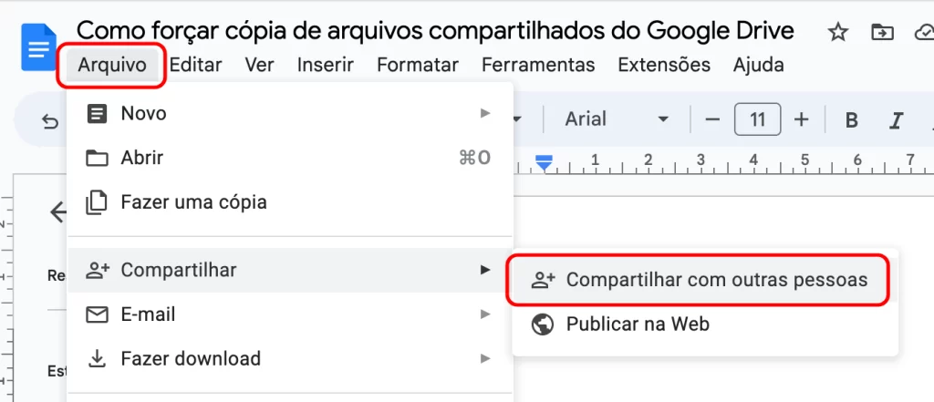 Google Drive - Compartilhar Documento