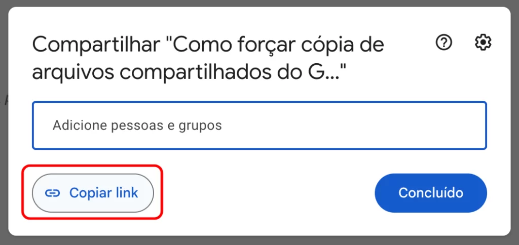 Google Drive - Compartilhar Link