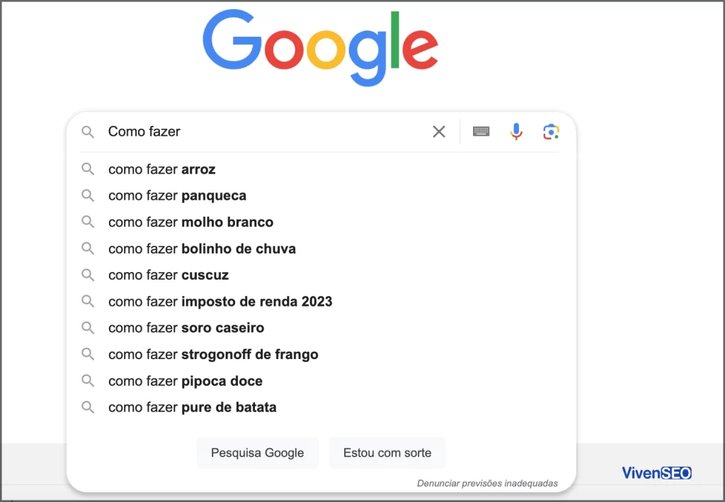 Auto-preenchimento Google