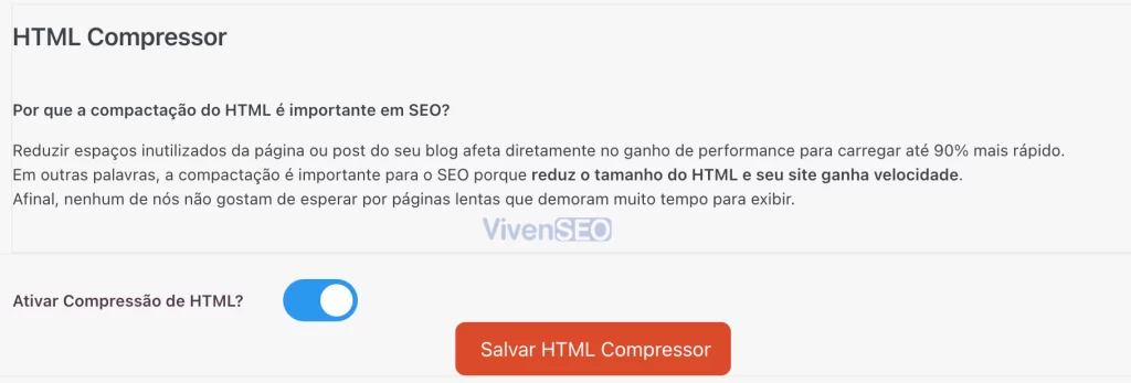 Ferramenta VivenSEO - Compressão de Código