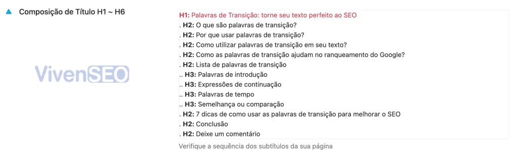 Vivenseo - Análise de títulos e subtítulos