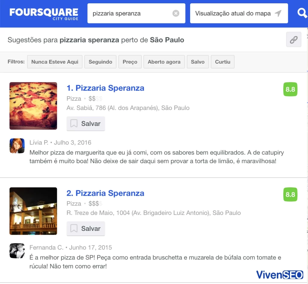 Pesquisa Foursquare