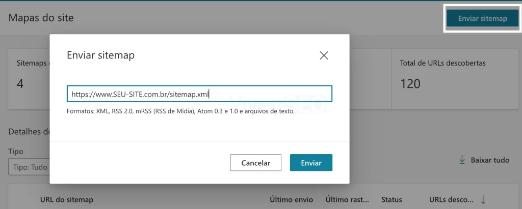 Como adicionar sitemaps no Bing Webmaster Tools