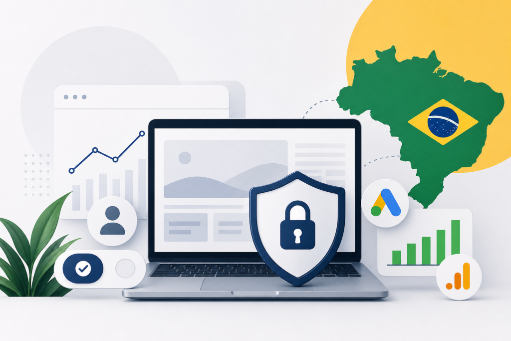 Consent Mode no WordPress com banner de privacidade e métricas de Google Ads e GA4
