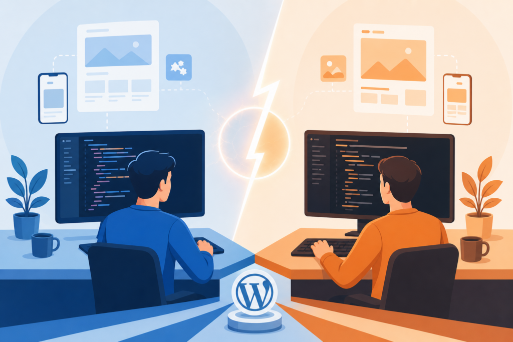 Codex vs Claude Code sites em comparação para WordPress e landing pages