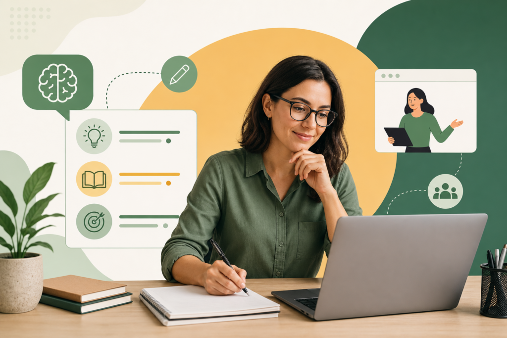 Prompts para aula com roteiro didático, exemplos práticos, exercícios e revisão com IA