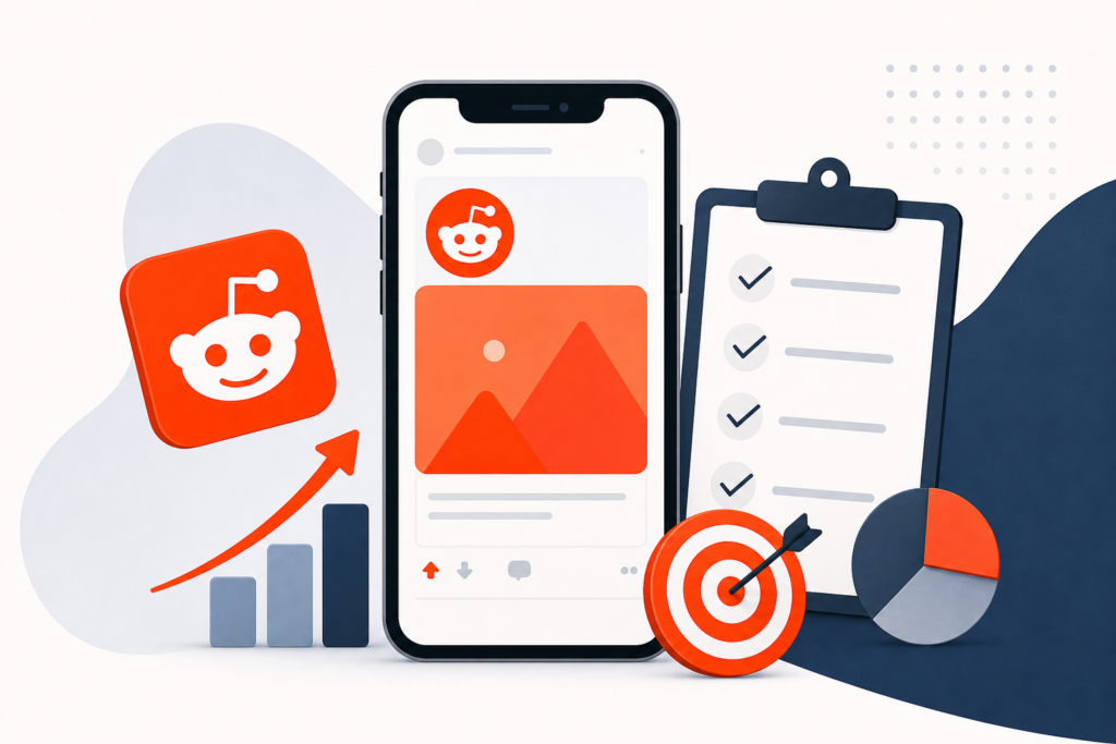 Criativos para Reddit Ads com checklist de conversão e formatos mobile