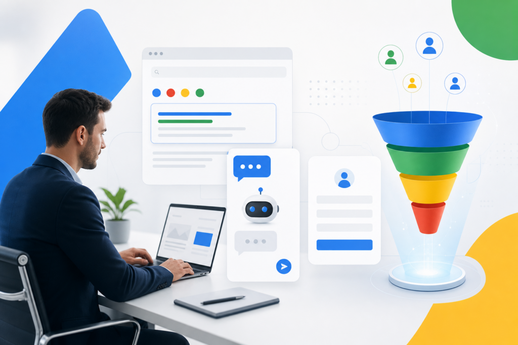 Business Agent for Leads Google Ads com agente de IA qualificando leads