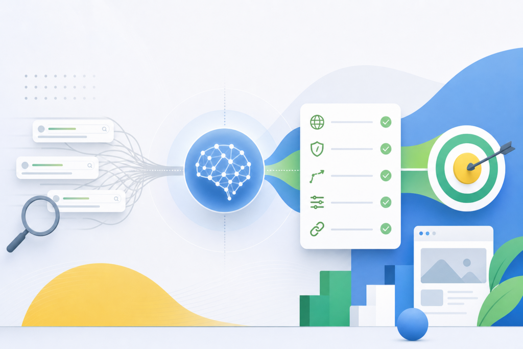 Migração DSA para AI Max com checklist visual de URLs e campanhas