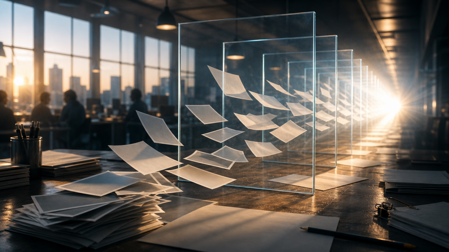 Top Stories nas AI Overviews: o que muda para publishers Top Stories nas AI Overviews representadas por notícias atravessando camadas de busca