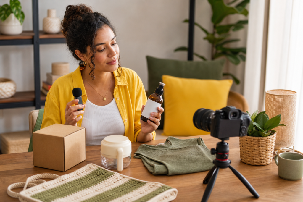YouTube Shopping Brasil vale a pena? Veja antes de entrar YouTube Shopping Brasil com criadora avaliando produtos e comissões