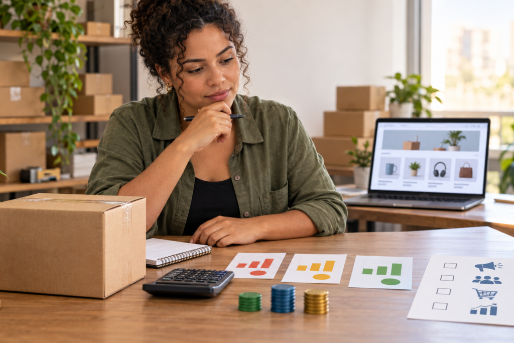 Mercado Livre Product Ads: vendedor compara produto, orçamento e margem antes de anunciar